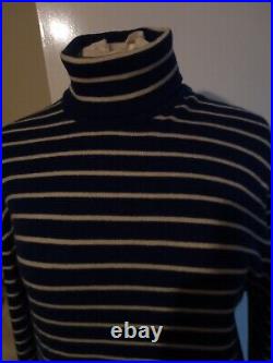 Royal Speyside Pure Cashmere Roll Collar Striped Medium Bnwt