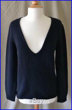 Ryan Roche Navy V-Neck Cashmere Sweater Size Medium New with Tag