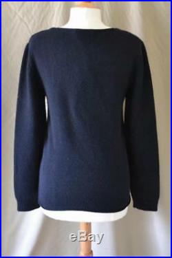 Ryan Roche Navy V-Neck Cashmere Sweater Size Medium New with Tag