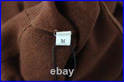 SANDRO M Men Jumper Pure Wool Knitted Sweater Pullover Funnel Brown Long Sleeve