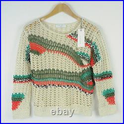 SANDRO S1664E Sweater Women's 2 OR MEDIUM Transparent Patterned Pullover