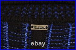 ST. JOHN COLLECTION Black & Blue Knit Short Sleeve Open Front Sweater M