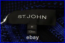 ST. JOHN COLLECTION Black & Blue Knit Short Sleeve Open Front Sweater M