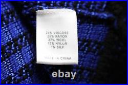 ST. JOHN COLLECTION Black & Blue Knit Short Sleeve Open Front Sweater M