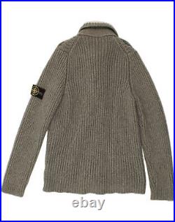 STONE ISLAND Mens Cardigan Sweater Medium Grey Wool BY25