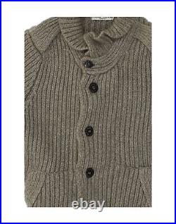 STONE ISLAND Mens Cardigan Sweater Medium Grey Wool BY25