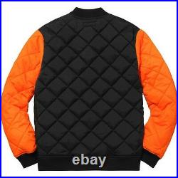 SUPREME Color Blocked Quilted Jacket Orange Black camp cap box logo tnf F/W 16