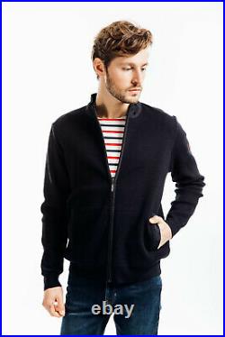 Saint James Mens Navigateur Full Zip Cardigan Designer Wool Jumper Sweater Knit