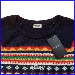 Saint Laurent Fair Isle Intarsia Wool Sweater with tags Medium