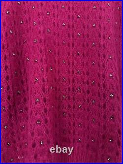 Saint Laurent Fuchsia Pink Embellished Mohair Sweater Jumper Sz M