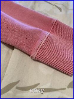Saint Laurent Logo Sweater Pink Womens M Distressed Color YSL Crew Neck Knit