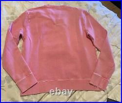 Saint Laurent Logo Sweater Pink Womens M Distressed Color YSL Crew Neck Knit