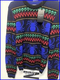 Saint Laurent'Spider' Knit Wool Sweater Black & Multi Size Medium RRP £700