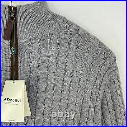 Schoffel 1/4 Zip Jumper Mens Medium Grey Wool Cable Country Shooting Sweater
