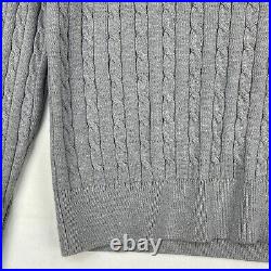 Schoffel 1/4 Zip Jumper Mens Medium Grey Wool Cable Country Shooting Sweater