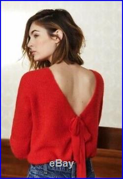 Sezane Cassie Jumper Two Way Red Sweater Lace Up Size Medium Alpaca Blend