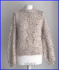 Sezane Jumper Size M Medium Chunky Knit Ivory Beige Thick Winter Sweater Uk10
