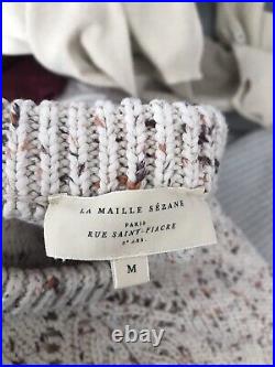 Sezane Jumper Size M Medium Chunky Knit Ivory Beige Thick Winter Sweater Uk10