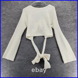 Sovere Sweater Womens Medium Long Sleeve Cropped White Open Back