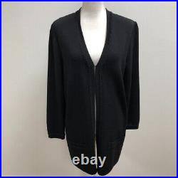 St John Basics Cardigan Sweater Jumper Womens Medium Black Mid Length