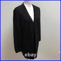 St John Basics Cardigan Sweater Jumper Womens Medium Black Mid Length