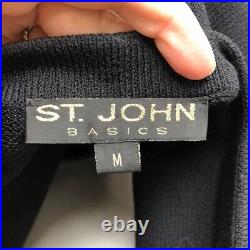 St John Basics Cardigan Sweater Jumper Womens Medium Black Mid Length