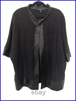 St. John Knit Caardigan Style Sweater/ Jacket with Leather Accents Size M/Lg