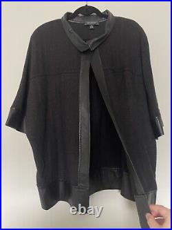 St. John Knit Caardigan Style Sweater/ Jacket with Leather Accents Size M/Lg