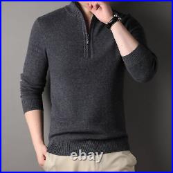 Stand-up Collar Wool Sweater Men's 100% Pure Wool Winter Loose Thickened Sweater