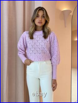 Steele Pink Violet Pointelle Jolene Knit Jumper AU M