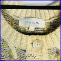 Steele Size Medium Cody Chunky Knit Cardigan Sweater Jumper Button Front