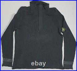 Stone Island 1/4 Zip Sweater Jumper Black Knit Striped Size Medium S/S 2003