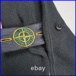 Stone Island 1/4 Zip Sweater Jumper Black Knit Striped Size Medium S/S 2003