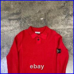 Stone Island Jumper Knit Button Vintage Knitted Sweater, Red Mens Medium