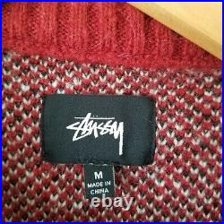 Stussy Red 8 Ball Brushed Mohair Blend Knit Sweater Mens Size Medium