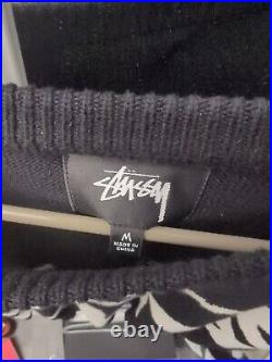 Stussy Stock Logo Knit Sweater Black Medium