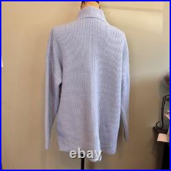 Suboo Womens Oversized Wool Blend Preppy Mock Neck Ribbed Sweater Blue Medium