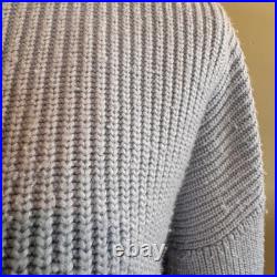 Suboo Womens Oversized Wool Blend Preppy Mock Neck Ribbed Sweater Blue Medium