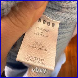 Suboo Womens Oversized Wool Blend Preppy Mock Neck Ribbed Sweater Blue Medium