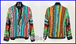 Super Colorful COOGI FULL ZIP Lined Sweater Jacket RARE M Medium
