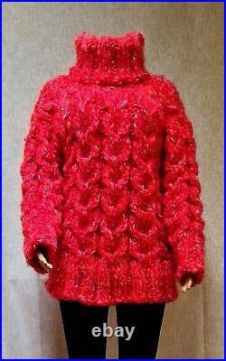 Superfine Mohair/Wool Sweater. Hand Knit 18 Strands, Thick, Soft, Skin Kind, Fluffy
