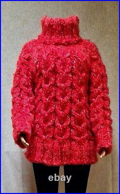 Superfine Mohair/Wool Sweater. Hand Knit 18 Strands, Thick, Soft, Skin Kind, Fluffy