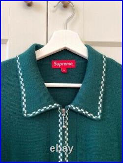 Supreme Checkerboard Zip Up Sweater Green Medium