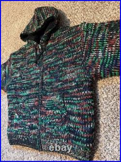 Supreme Faux Shearling Lined Zip Up Hooded Sweater Green Melange Medium