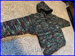 Supreme Faux Shearling Lined Zip Up Hooded Sweater Green Melange Medium