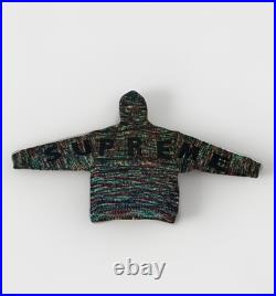 Supreme Faux Shearling Lined Zip Up Hooded Sweater Green Melange Medium