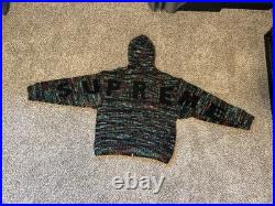 Supreme Faux Shearling Lined Zip Up Hooded Sweater Green Melange Medium