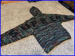 Supreme Faux Shearling Lined Zip Up Hooded Sweater Green Melange Medium