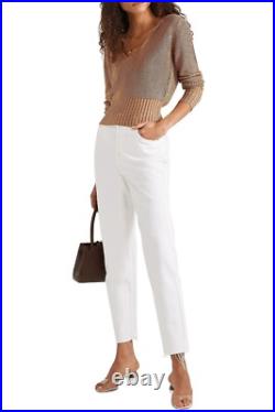 THEORY Rib-Trimmed Golden Brown Knitted Sweater Size Medium, NWOT THEORY Rib-Trimmed Golden Brown Knitted Sweater Size Medium, NWOT