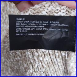 THEORY Sweater Mens Medium Tan Pullover Crew 100% Cotton Chunky Knit MAUNO $325